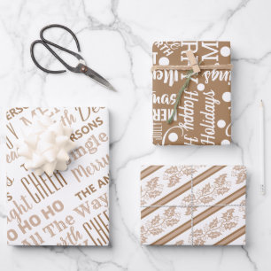 Feuille De Papier Cadeau Typographie Holiday Neutral Modernisation Assortim