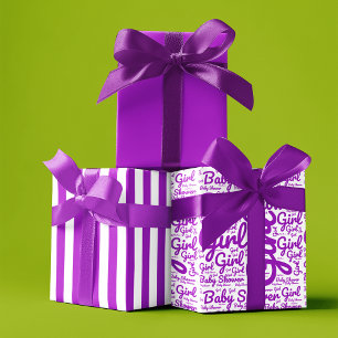 Feuille De Papier Cadeau Typographie moderne Girl Purple Script Baby shower