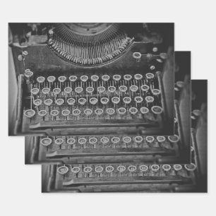 Feuille De Papier Cadeau Typographie vintage Noire Et Blanche