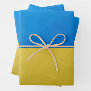 Feuille De Papier Cadeau Ukraine drapeau bleu jaune motif maillage géométri
