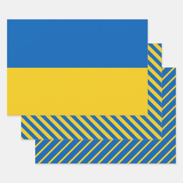 Feuille De Papier Cadeau Ukraine Drapeau moderne Motif rayé (Lot)