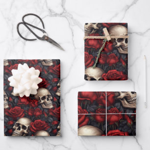 Feuille De Papier Cadeau Un crâne et une série Rose 10