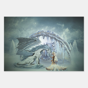 Feuille De Papier Cadeau Un dragon de glace génial