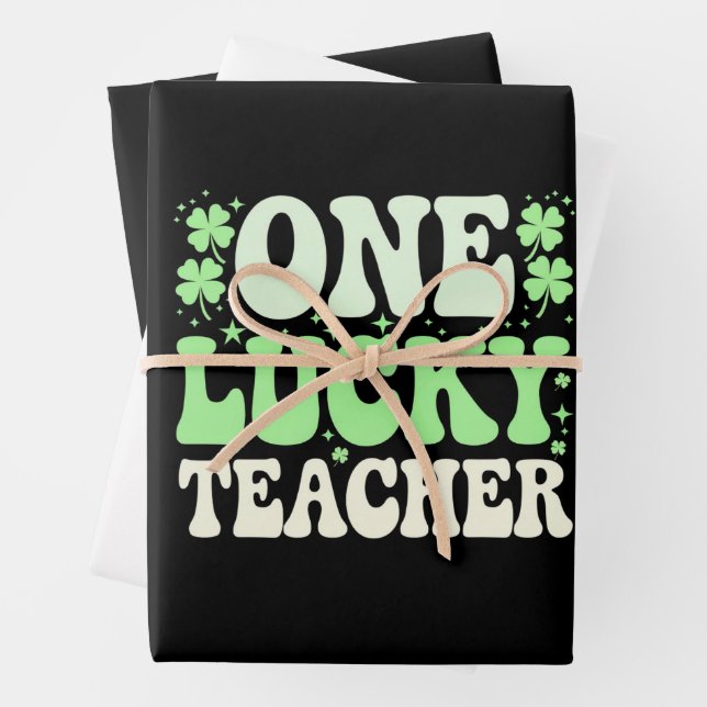 Feuille De Papier Cadeau Un enseignant chanceux St patrick rétro Super ense (En situation)
