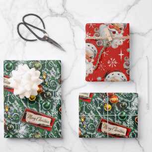 Feuille De Papier Cadeau Un Noël très rétro joyeux et lumineux