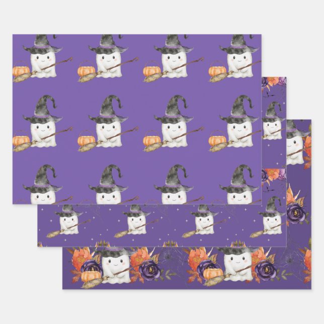 Feuille De Papier Cadeau Un Petit Baby shower D'Halloween Boo Cute Ghost (Lot)