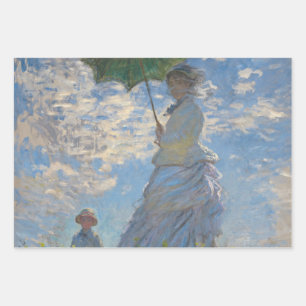 Feuille De Papier Cadeau Une femme avec un parasol   Paysage français