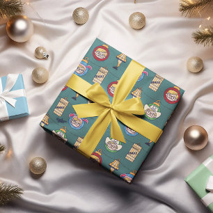 Feuille De Papier Cadeau Une histoire de Noël   Motif de Ralphie et d'ornem