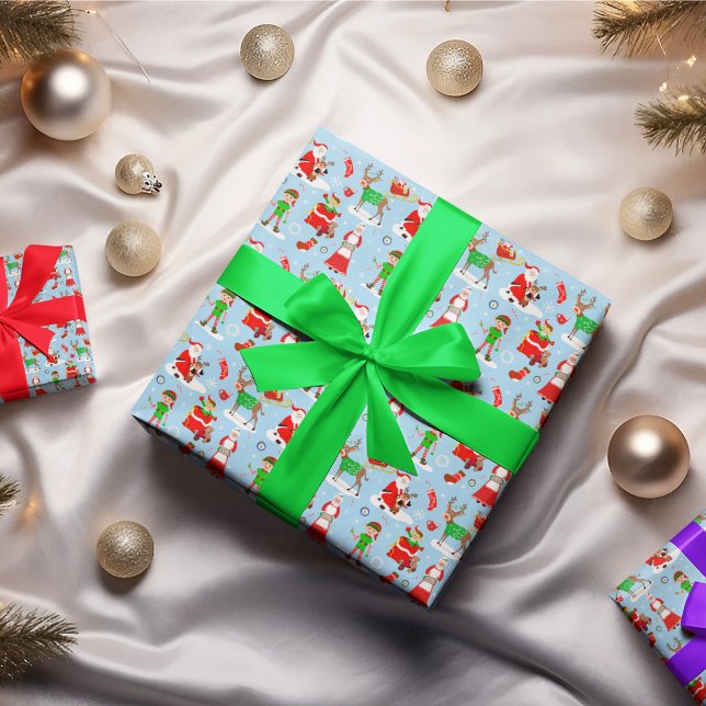 Feuille De Papier Cadeau Une journée au pôle Nord pendant Noël (Complete your holiday season with Santa, Rudolph, and delightful gingerbread.)