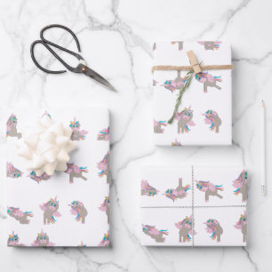 Feuille De Papier Cadeau Unicorn Yoga Poses Design Motif
