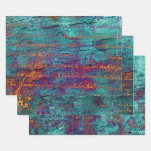 Feuille De Papier Cadeau Unique paon turquoise, magenta, texture bleu viole