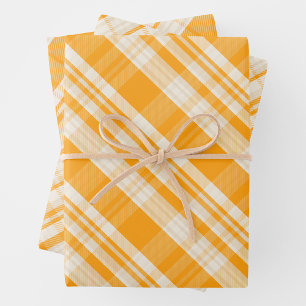 Feuille De Papier Cadeau Unique Plaid Rustique de Campagne Jaune et Crème