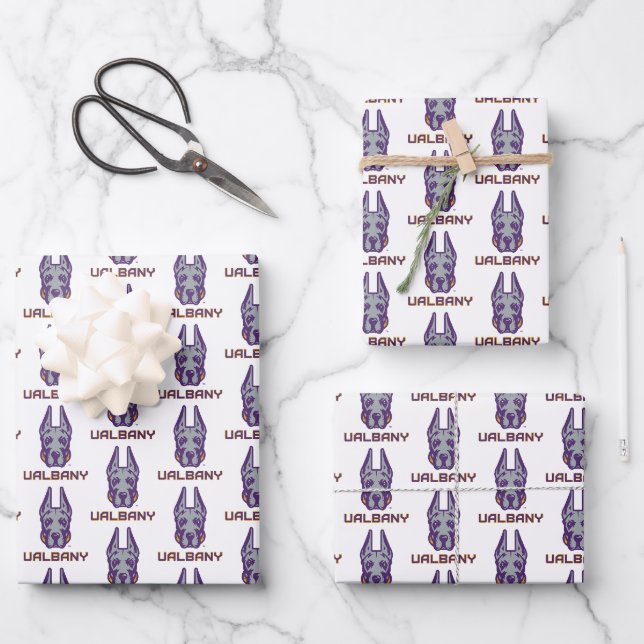 Feuille De Papier Cadeau Université d'Albany Great Danes (Recto)