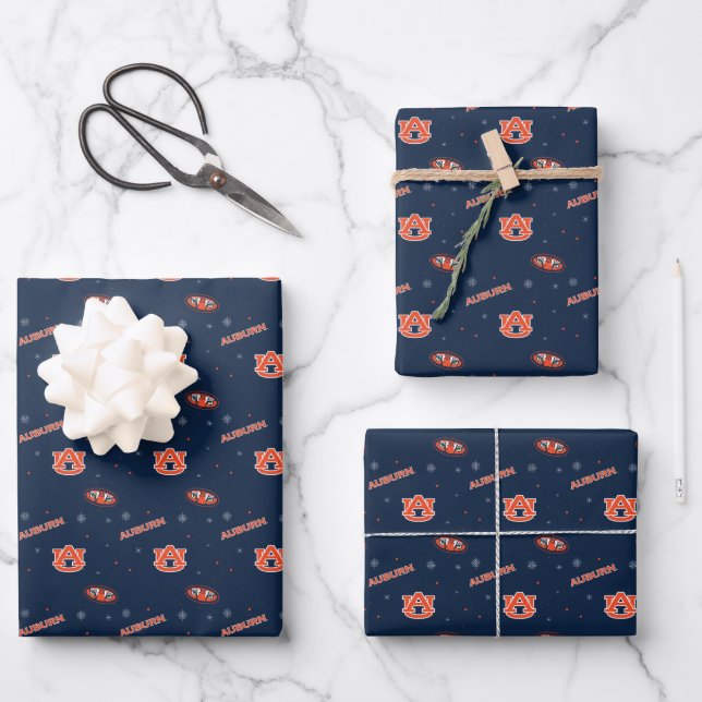 Feuille De Papier Cadeau Université d'Auburn | Motif de vacances (Recto)
