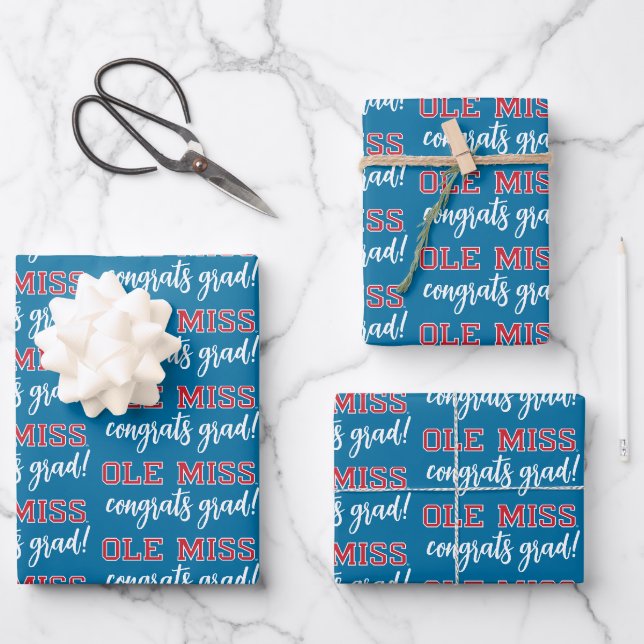 Feuille De Papier Cadeau Université du Mississippi | Ole Miss Wordmark (Recto)