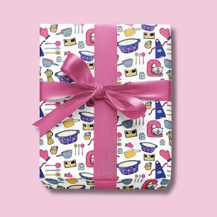 Feuille De Papier Cadeau Ustensiles de cuisine lumineux motif Chef Boulange