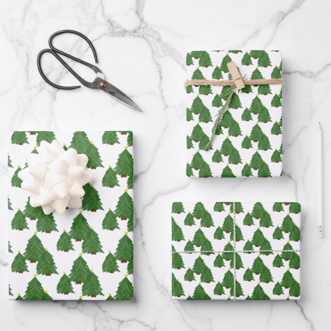 Feuille De Papier Cadeau Vacances Arbre de Noël Waterton (Recto)