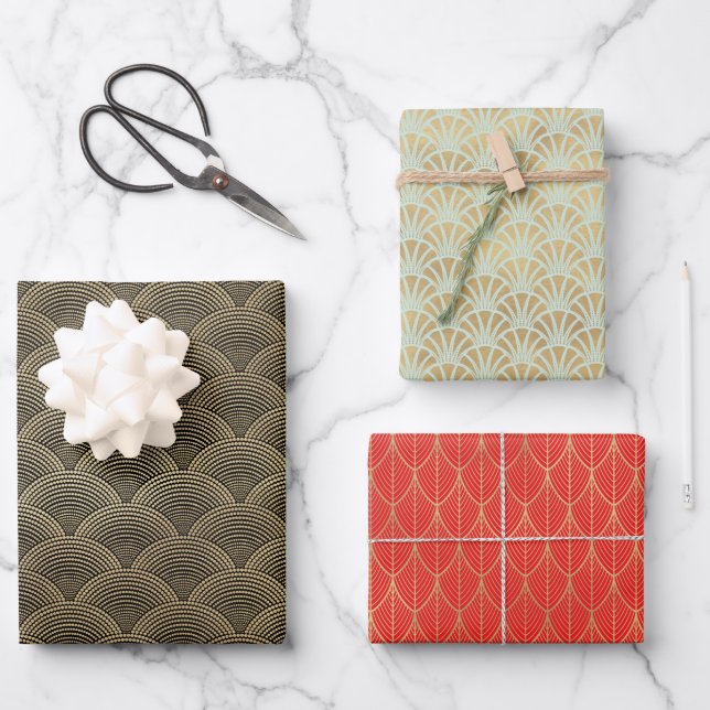 Feuille De Papier Cadeau Vacances Art Déco (Recto)