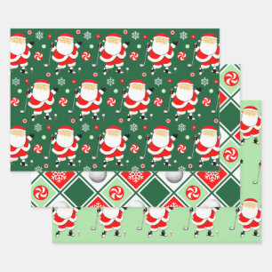 Feuille De Papier Cadeau Vacances de Noël de golf uniques