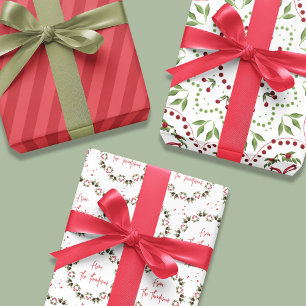 Feuille De Papier Cadeau Vacances de Noël Simple Rouge Vert Vert Vert Vert 