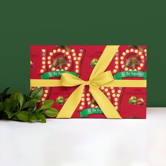 Feuille De Papier Cadeau Vacances Noël | Joie au Motif écureuil (Wrapped gift)