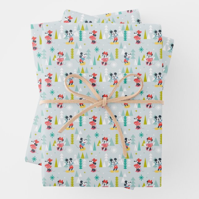 Feuille De Papier Cadeau Vacances pour tous | Mickey & Minnie Christmas (En situation)