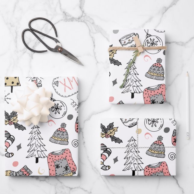 Feuille De Papier Cadeau Vacances Whimsical Noel (Recto)