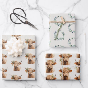 Feuille De Papier Cadeau Vache des Highlands Bohème