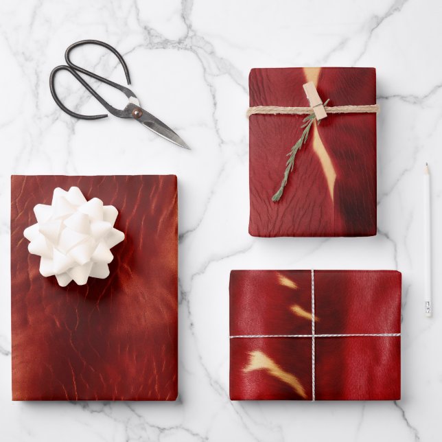 Feuille De Papier Cadeau Vache rouge occidentale (Recto)