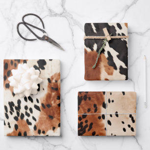 Feuille De Papier Cadeau Vachette animale à la crème Brown