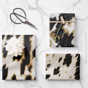 Feuille De Papier Cadeau Vachette blanche noire