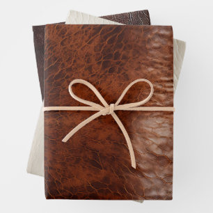 Feuille De Papier Cadeau Vachette en cuir Brown Faux Sud-Ouest
