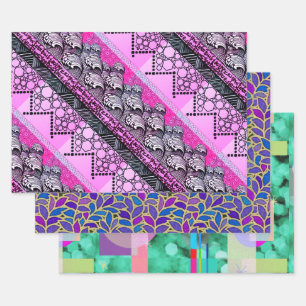 Feuille De Papier Cadeau vagues japonaises, Lapis & Gold Leave & Spotlights