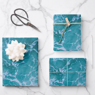 Feuille De Papier Cadeau Vagues profondes de l'océan bleu