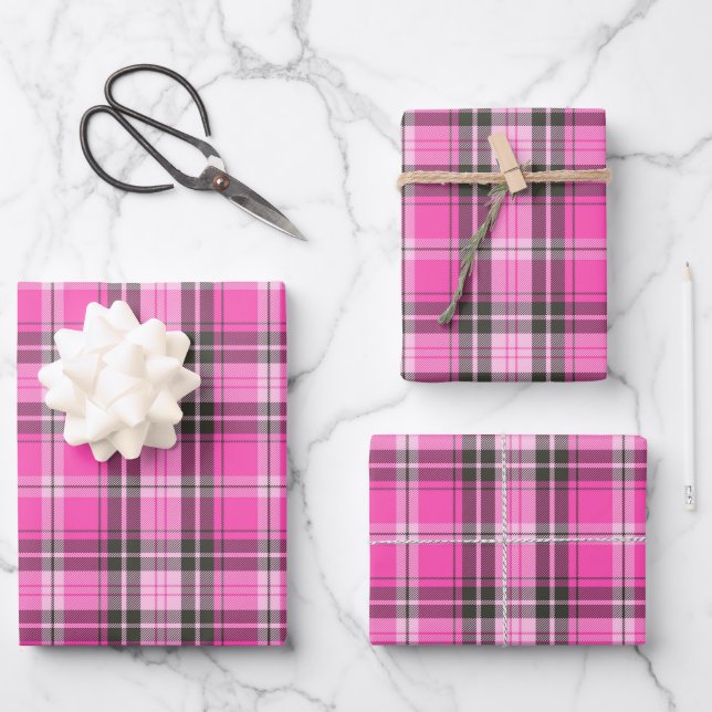Feuille De Papier Cadeau Valentine Plaid Wrapping Paper  (Recto)