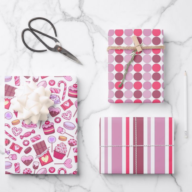 Feuille De Papier Cadeau Valentine Sweets Love (Recto)