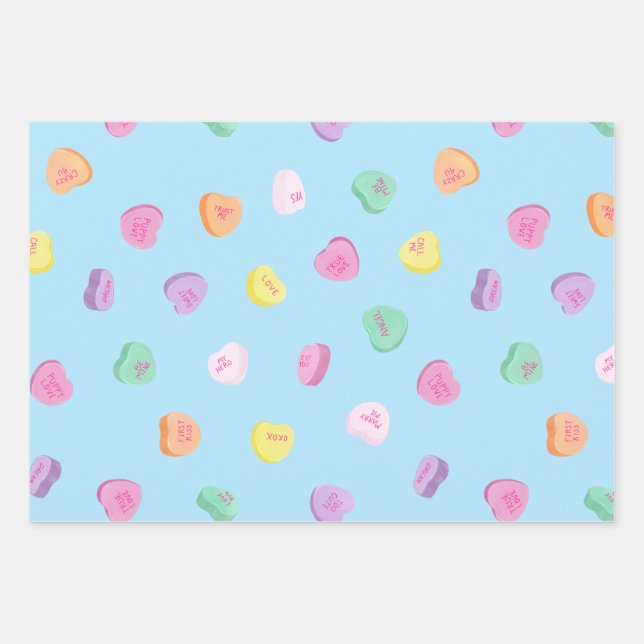 Feuille De Papier Cadeau Valentines Day Candy Hearts Motif (Devant)