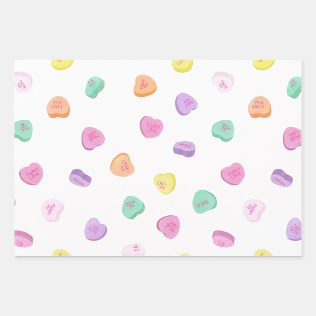 Feuille De Papier Cadeau Valentines Day Candy Hearts Motif (Devant)