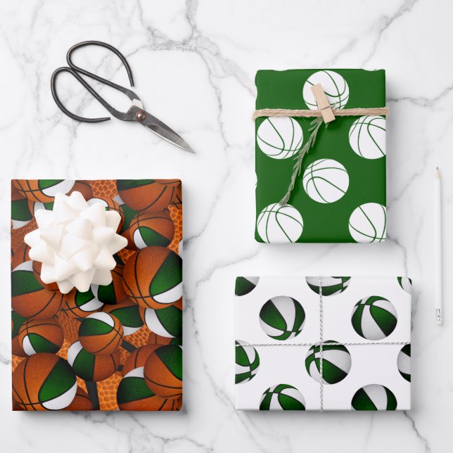 Feuille De Papier Cadeau vanneries de sport blanc vert cadeau motif (Recto)