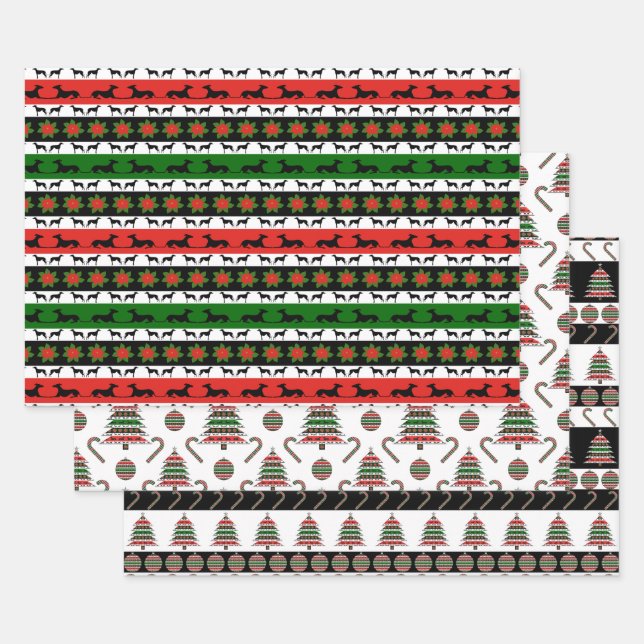 Feuille De Papier Cadeau Variété de Noël Greyhound (Lot)