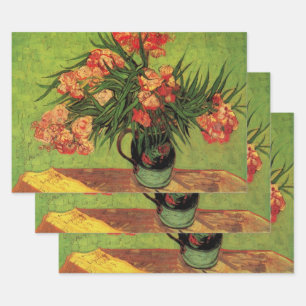 Feuille De Papier Cadeau Vase aux Oleanders et livres de Vincent van Gogh