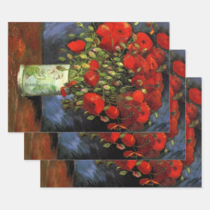 Feuille De Papier Cadeau Vase avec des coquelicots rouges de Vincent van Go