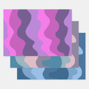 Feuille De Papier Cadeau Vastes Bande Colorée Rose Violet Retro Cadeau Eart