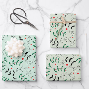 Feuille De Papier Cadeau Végétal de la forêt hivernale pastel rustique