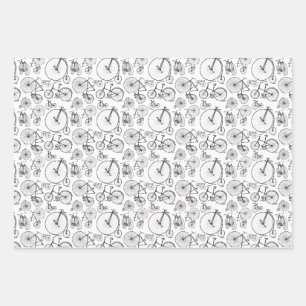 Feuille De Papier Cadeau Vélos et vélos d'époque COULEUR PERSONNALISÉE Moti