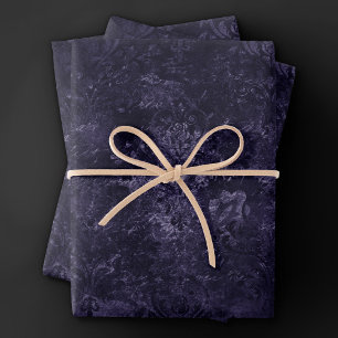 Feuille De Papier Cadeau Velvety Midnight Damask   Indigo Purple Grunge