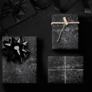 Feuille De Papier Cadeau Velvety Onyx Damask   Black Vampy Grunge Baroque