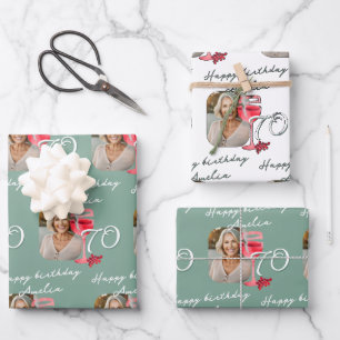 Feuille De Papier Cadeau Verre de vin rouge aquarelle Photo de fête d'anniv