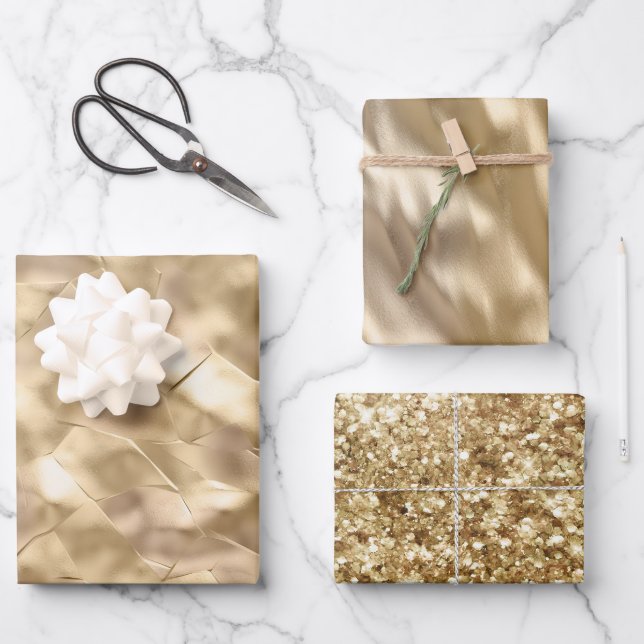 Feuille De Papier Cadeau Verre d'or au champagne assez élégant (Recto)