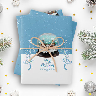 Feuille De Papier Cadeau Verre Snowball Village d'hiver Foliing Noël